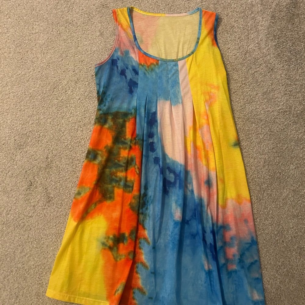 Colorful Sleeveless Tie-Dye Dress